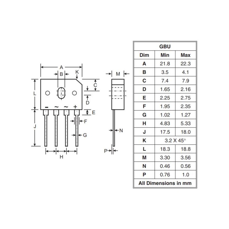 GBU608 PUENTE DE DIODOS 800V 6A
