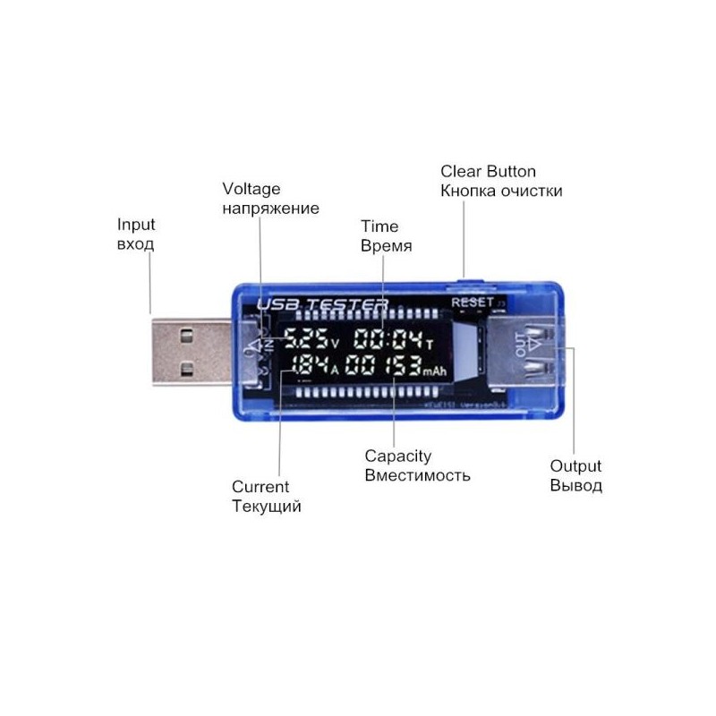 Tester USB, LCD Tester USB Rivelatore Voltmetro Amperometro Tester di