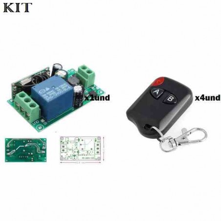 KIT RECEPTOR RF 433MHZ 12V UN RELAY + CONTROL REMOTO 2CH