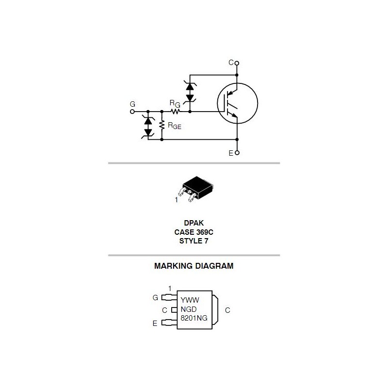TRANSISTOR IGBT 20A 400V NGD8201NG SMD SISTEMA ENCENDIDO
