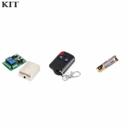 RECEPTOR DOS RELE 433MHZ + CONTROL RF 2CH + PILA 12V