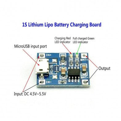 Módulo Cargador de batería litio TP4056 micro-USB