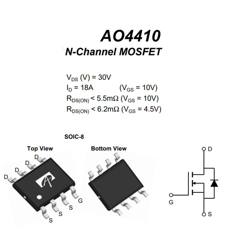 AO4410 TRANSISTOR MOSFET SMD CANAL N 30V 18A