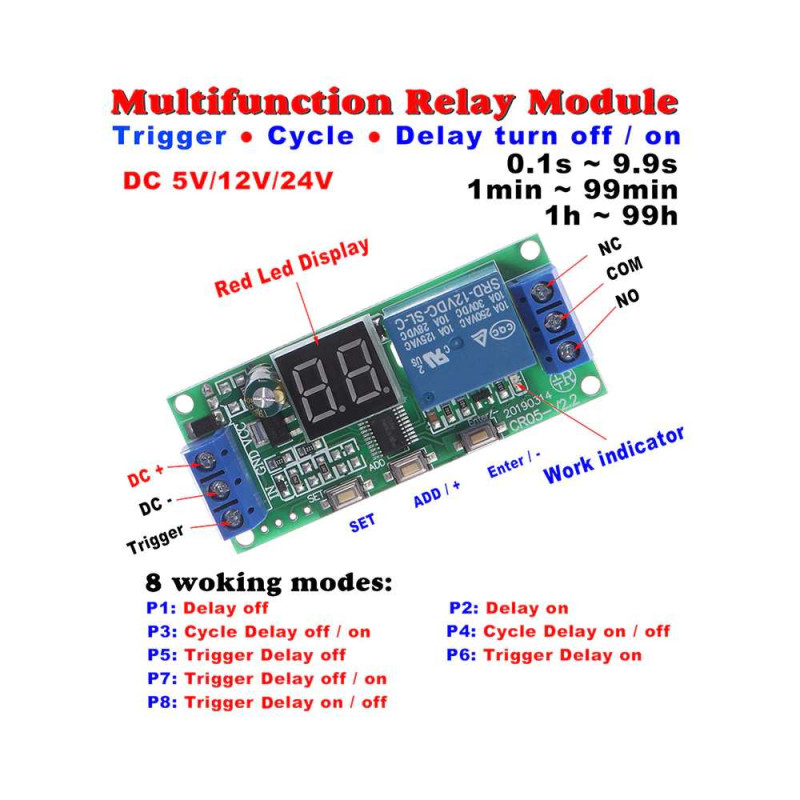 Módulo De Relé De Retraso Tiempo Con Pantalla LED Digital Del