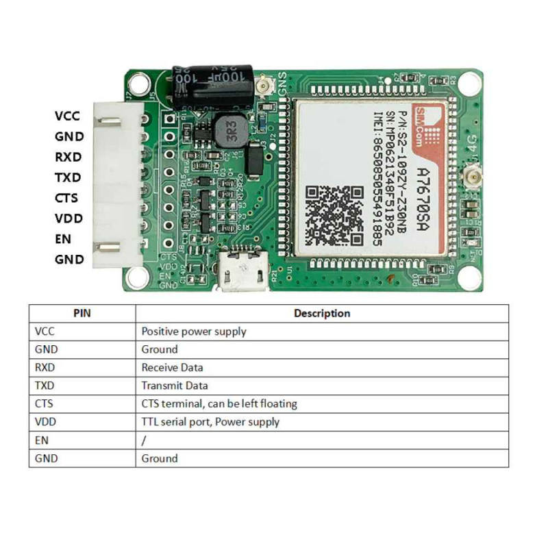 KIT A7670SA MODULO 4G GSM GPRS LTE CAT1 + ANTENA Y CABLE
