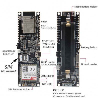 T-SIM ESP32 A7670SA 4G LTE + GPS 