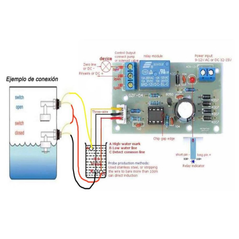 KIT CONTROLADOR NIVEL DE TANQUE + 2 BOYA SENSOR VERTICAL