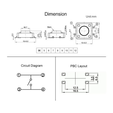 12X12X5MM SMD