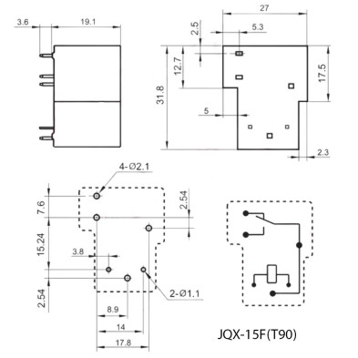 JQX-15F(T90) 5V 6PIN