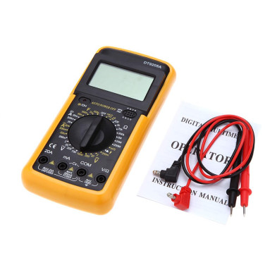 Riwesomey Multímetro digital DT9205A Multímetro Tester Medidor de voltaje  de rango manual True RMS Transistor Tester Herramienta de electricista  Medidores de medidas dimensionales rojo Riwesomey TO000611-02