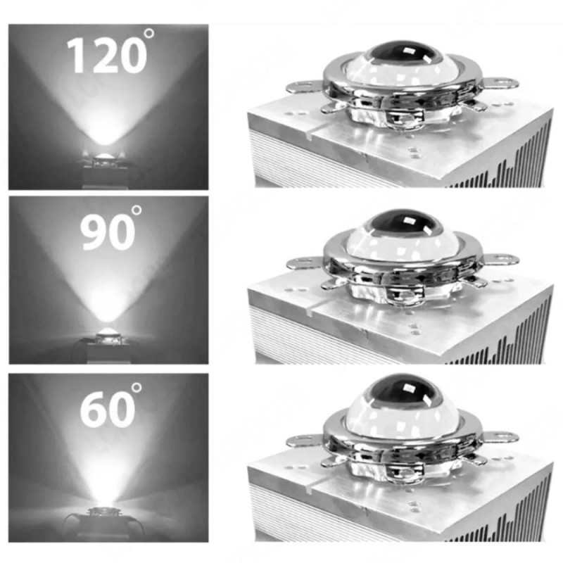 Lot De 10 Lentilles LED 20mm à 45 Degrés Avec Supports Noirs - Pour LED 1W/3W Haute Puissance - Uxcell