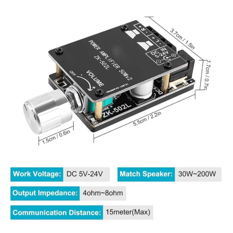 Scheda amplificatore di potenza digitale audio Bluetooth ZK