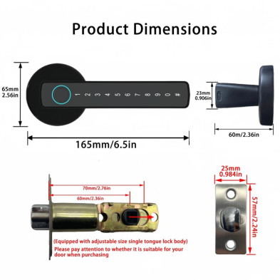 FINGERPRINT DOOR LOCK  M5 BLACK