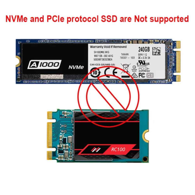 Sintech M.2 SATA 3.0, 2-in-1 Card, M.2 NGFF B Key SATA III SSD Adapter