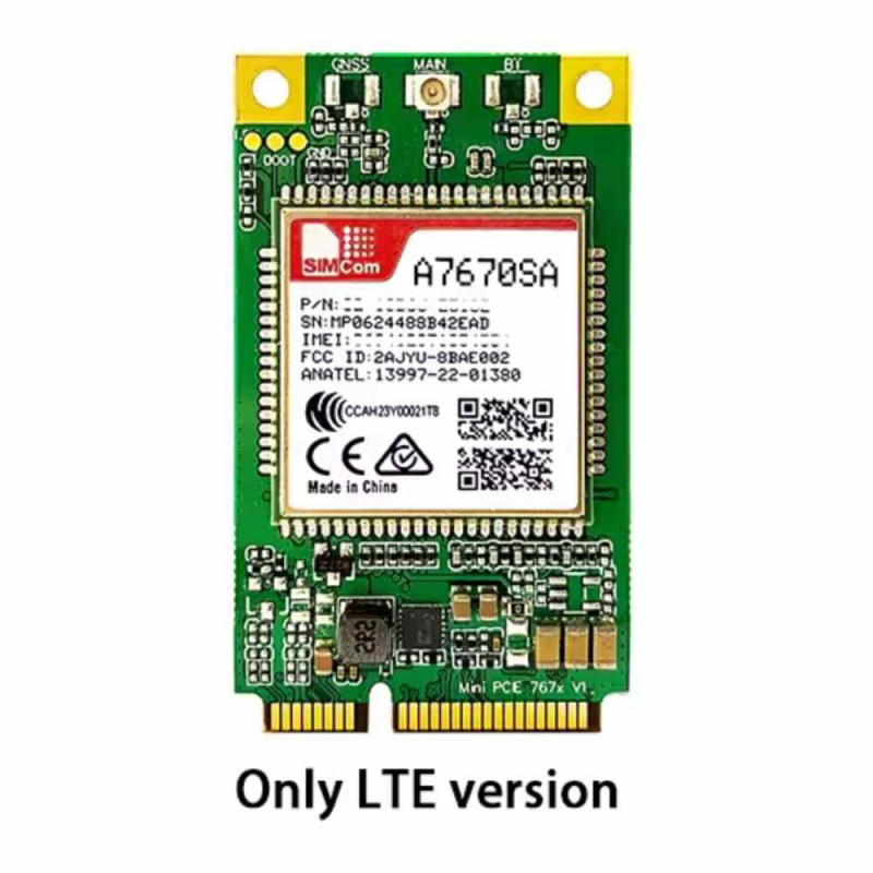 Modulo 4G LTE Cat1 SIMCOM A7670E Con Slot SIM E Interfaccia TTL UART – Supporto LTE-FDD B1/B3/B5/B7/B8/B20 E GSM 900/1800MHz
