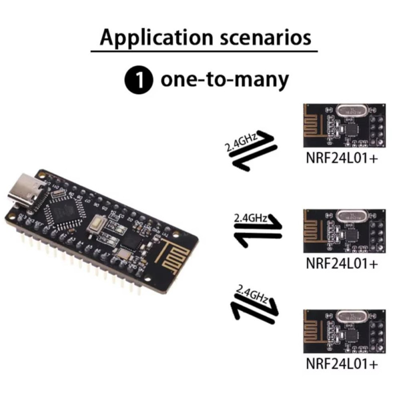 MODULO RF NRF24L01 COMPATIBLE CON ARDUINO NANO ATMEGA328P