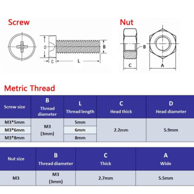 NYLON SCREW M3 12MM