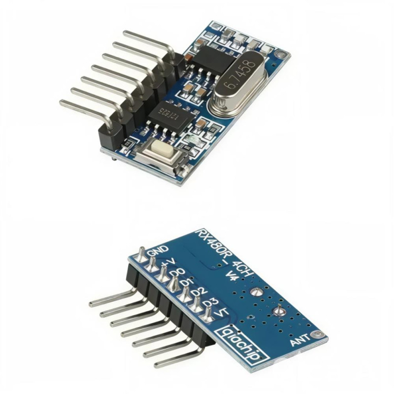 TRANSMISOR TX118SA-4 + RECEPTOR RX480-E4 COD 1527 RF 433MHZ