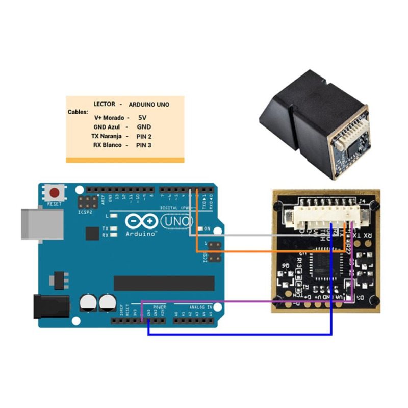 MODULO SENSOR HUELLA DACTILAR AS608 PARA ARDUINO UART OPTICO