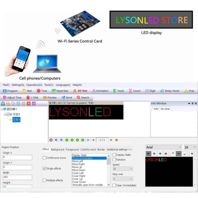 MODULO MATRIZ LED RGB WIFI USB HUIDU HD-WF2 HUB75 ESP32 S3