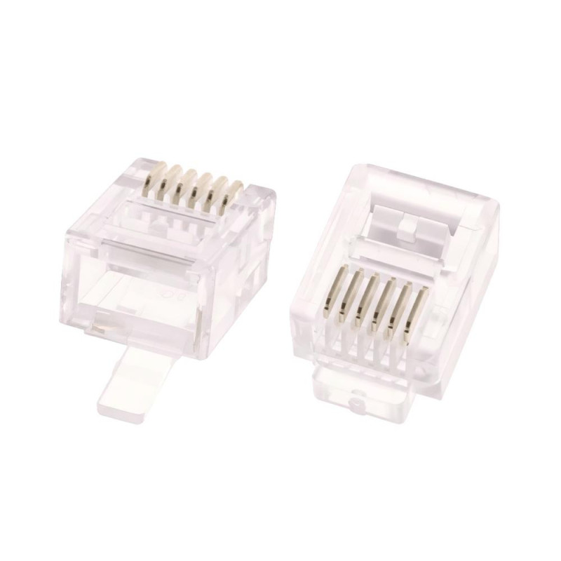 RJ12 CONECTOR MECHO DE TELÉFONO PLUG DE 6 PIN HILOS 6P6C