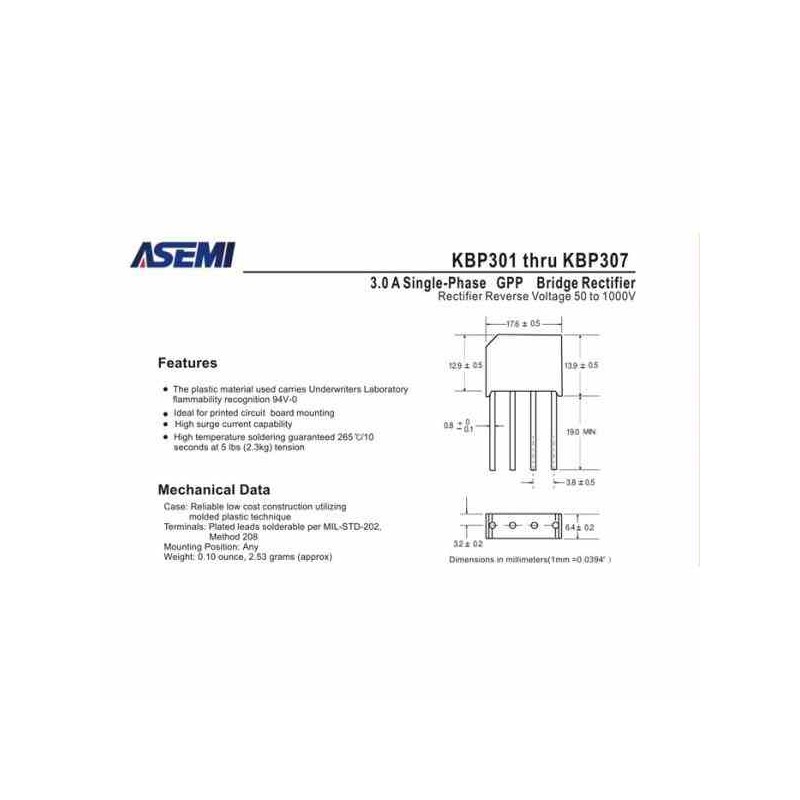 NUOVO 10/20/50/100PCS KBP307 Raddrizzatore Ponte Piatto Raddrizzatore - Foto 14