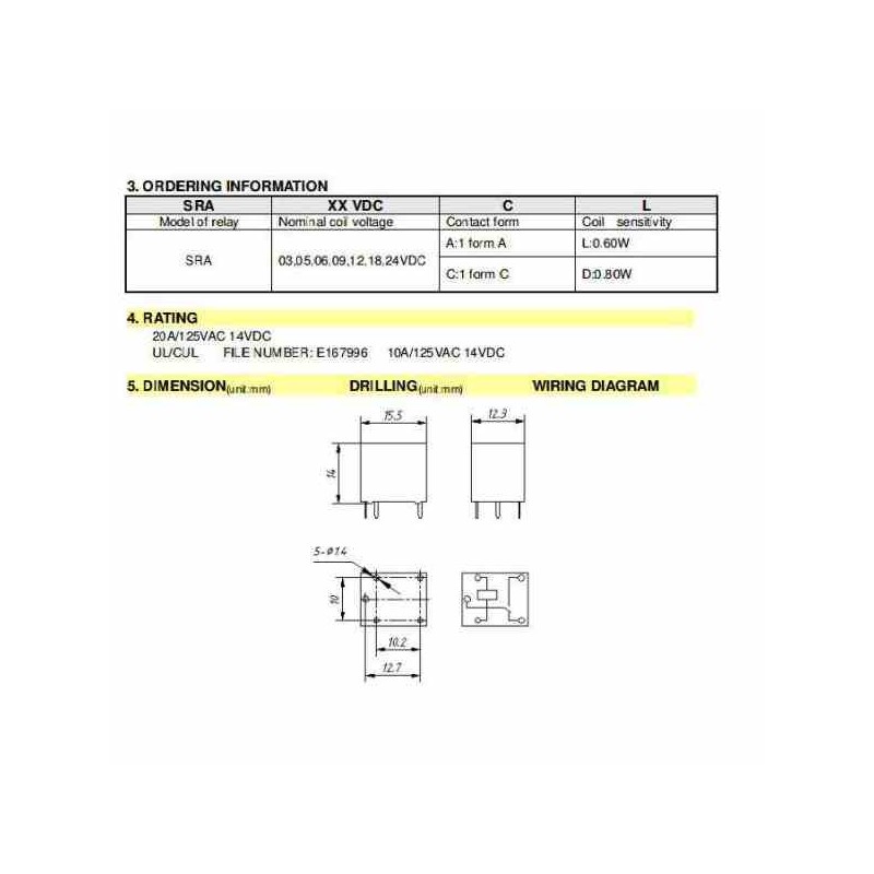 RELE 12V 20A (POTENCIA) SRA-12VDC-CL