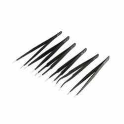SET DE 6 PINZAS ANTIESTÁTICA METALICAS PARA COMPONENTES SMD