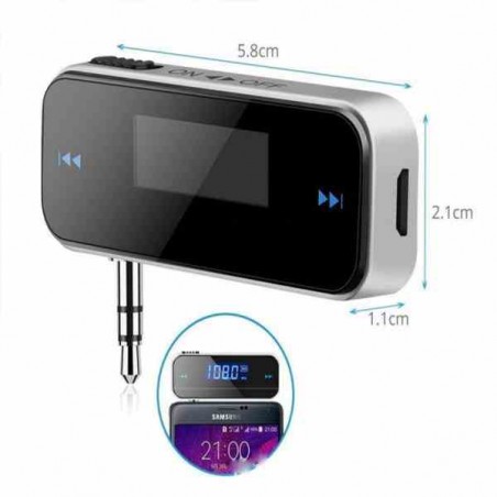 TRANSMISOR FM MINI PARA CELULAR O CARRO 88-108MHZ