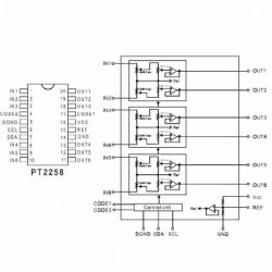 PT2258S PT2258-S  CONTROLADOR ELECTRÓNICO DE VOLUMEN 6CH