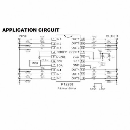 PT2258 CONTROLADOR ELECTRÓNICO DE VOLUMEN 6CH