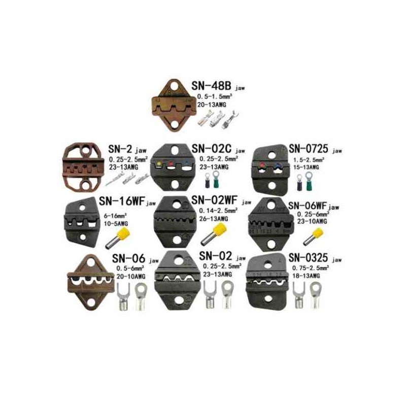 KIT 10 MORDAZAS PARA PONCHADORA PINZA CRIMPADORA TERMINALES