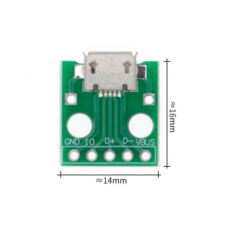 ADAPTADOR MICRO USB A DIP 5PIN CONECTOR HEMBRA TIPO B PCB