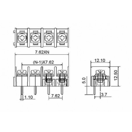 BORNERA KF7.62 2PINES 300V 20A 2P