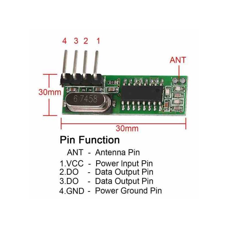 MODULO RECEPTOR RF RX470-4 SUPERHETERODINO DE 433 MHZ